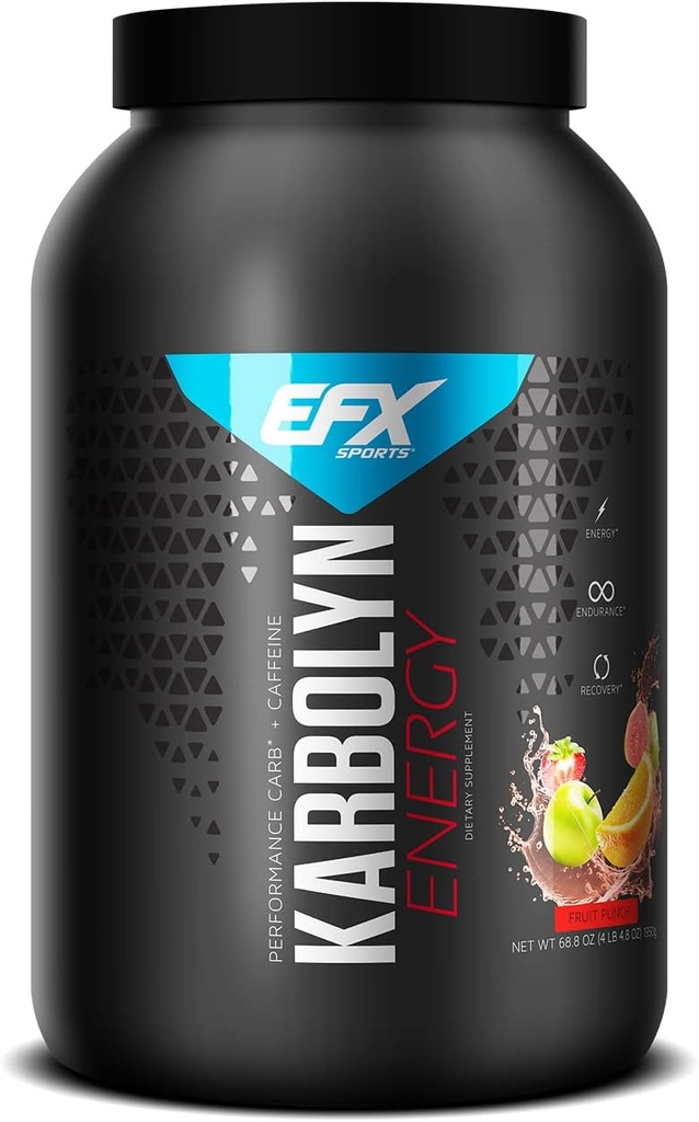 EFX Sports Karbolyn Energy | Prestazioni Carboidrate Powder + Caffeina | Carb Load & Energize | 250mg Caffeina | Sugar Free | 36 Servings (Fruit Punch)