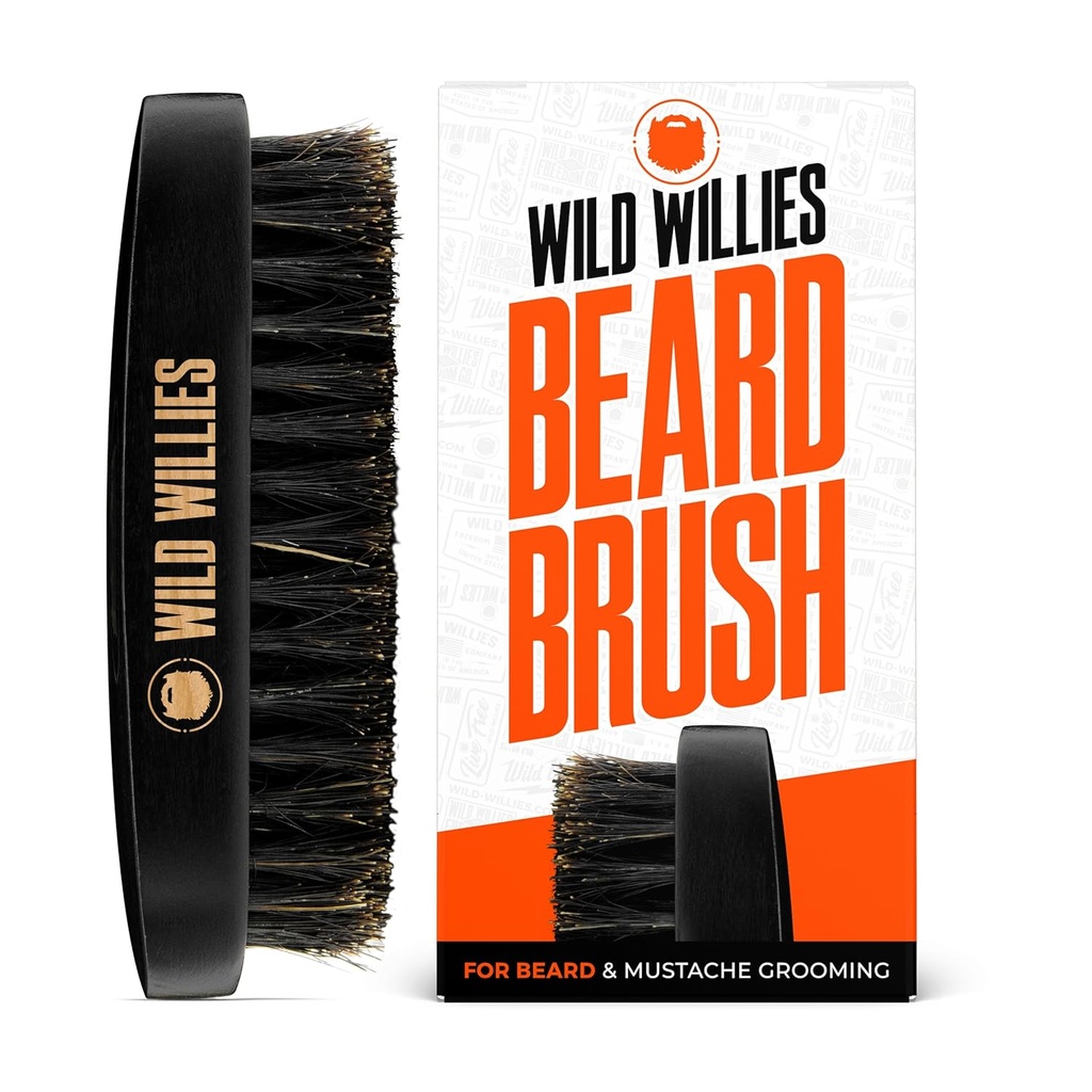 Spazzola naturale per capelli &amp; Beard - Spazzola per capelli multiuso Boar Bristle per capelli Slick Back Hair, Beard e Mustache - Cuscinetto e spazzola per capelli per uomo