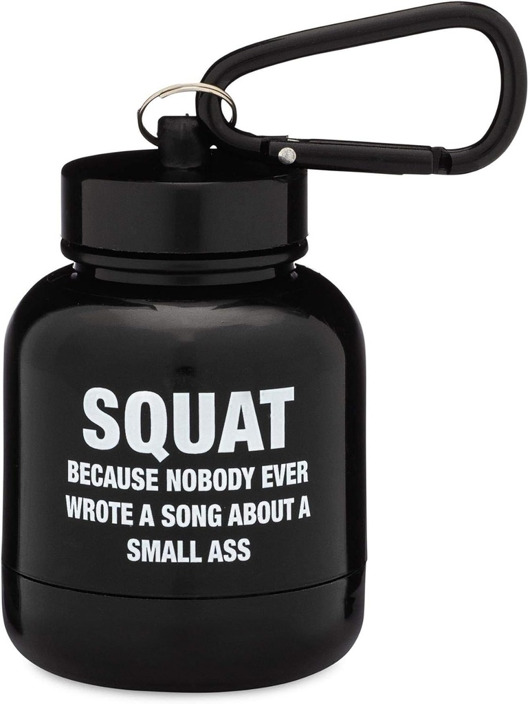 ONMYWHEY - Protein Powder & Supplement Funnel Keychain, Portable To-Go Container for The Gym, Workouts, Fitness, & Travel - TSA Approvato, Squat