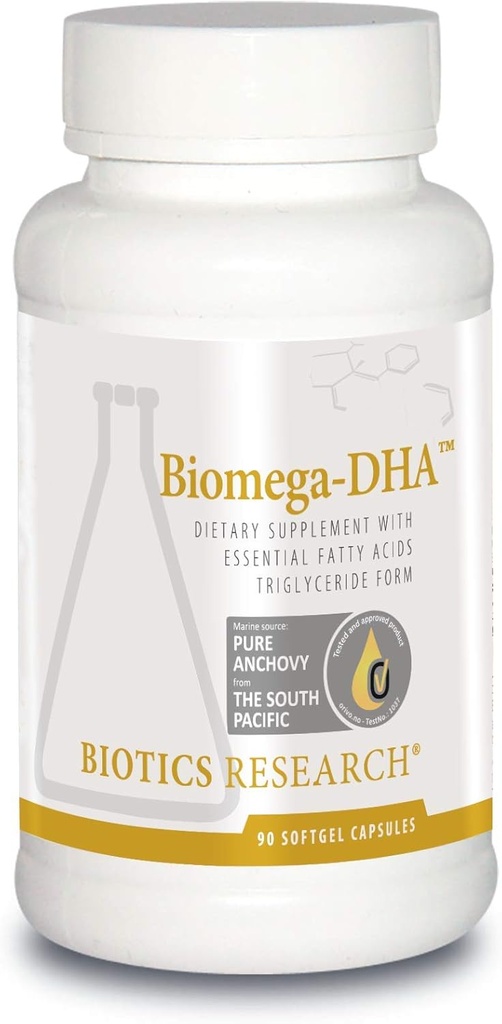 Biotics Research Biomega DHA Fish Oil, 600 mg DHA, Supporta l'apprendimento e la memoria, vitamine del cervello fetale, 90 capsule di softgel