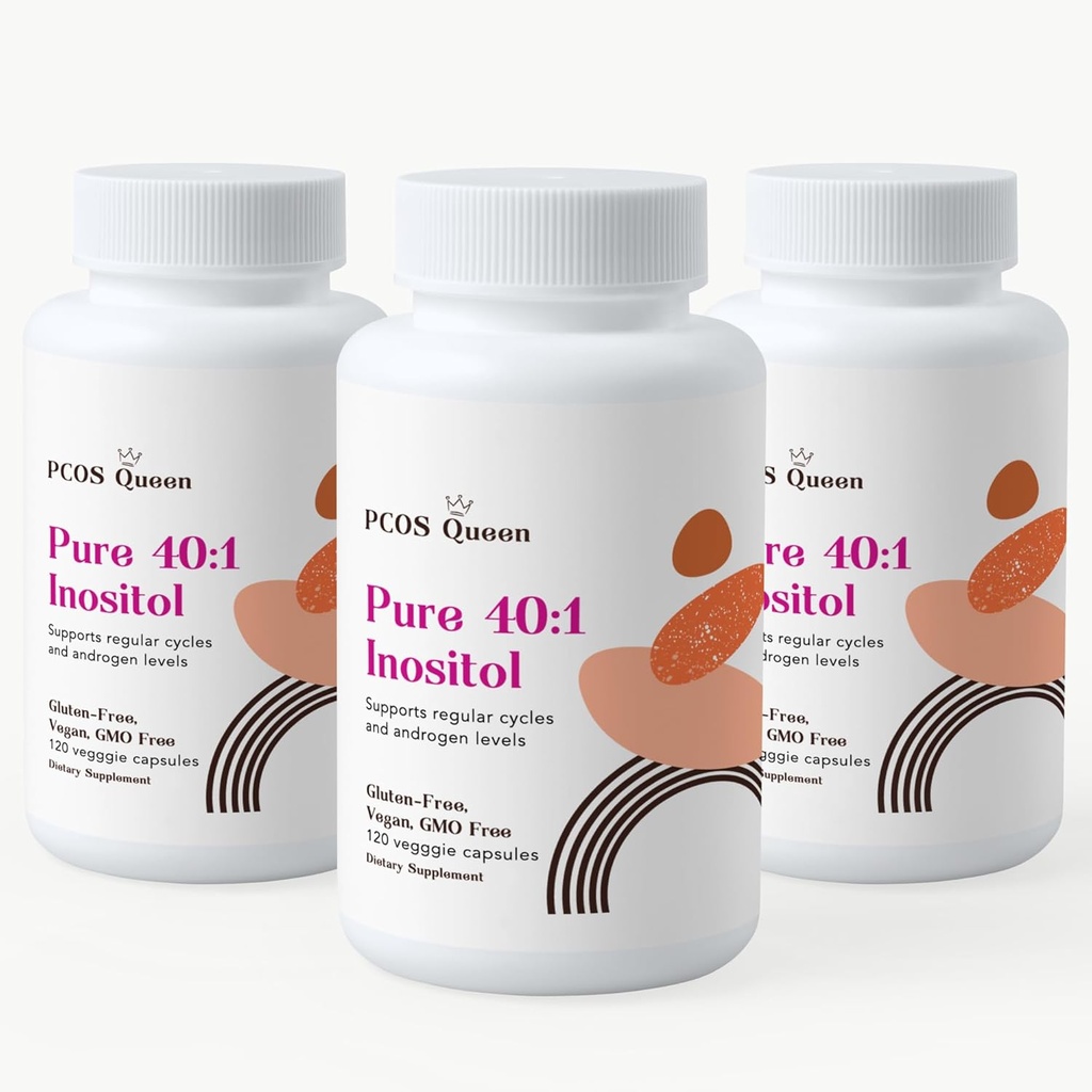 Inositolo puro 40:1 - Myo + D-Chiro Inositol Supplemento - per le donne con fertilità, pelle, e bisogni del ciclo mestruale - 3 bottiglie