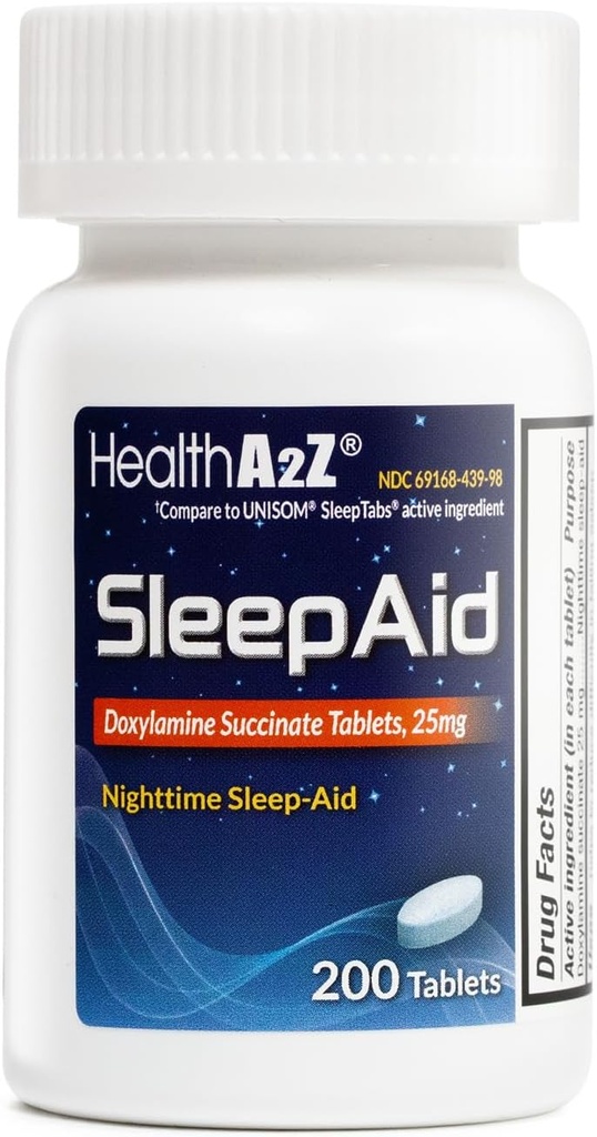 HealthA2Z® Sleep Aid | Doxylamine Succinate 25mg | (200 conteggi (Pack of 1))