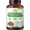 Zazzee Extra Forza Francese Marittimo Pine Bark 20:1 Estratto, 350 mg Per Capsule, 180 Vegan Capsule, 95% Proanthocyanidins, Kosher, 6 mesi di fornitura, Standardized 20X Extract, Non OGM, Made in Italy
