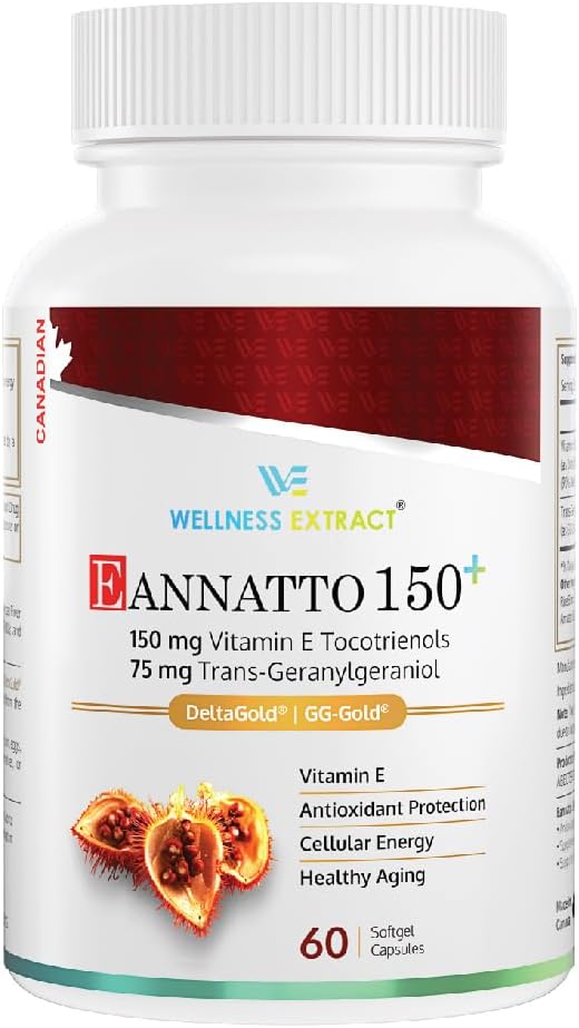 Estratto di benessere Eannatto 150 mg Vitamina E Tocotrienols Supplemento con GG - sana Aging 60 softgels.