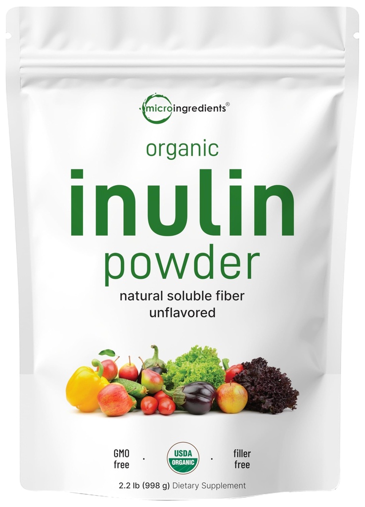 Micro Ingredienti Organic Inulin FOS Polvere di fibra, 2.2 lb | Prebiotico rapido per la salute di Intestinal & Colon | Fibra naturale per Smoothies & Drinks | Vegan Friendly