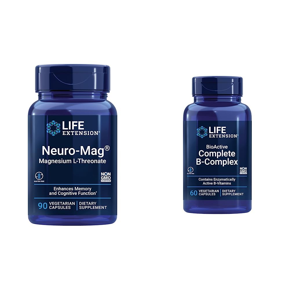 Prolungamento della vita Neuro-mag Magnesio L-threonate e Bioactive B-Complex completo per il cervello, il cuore e il supporto Nerve