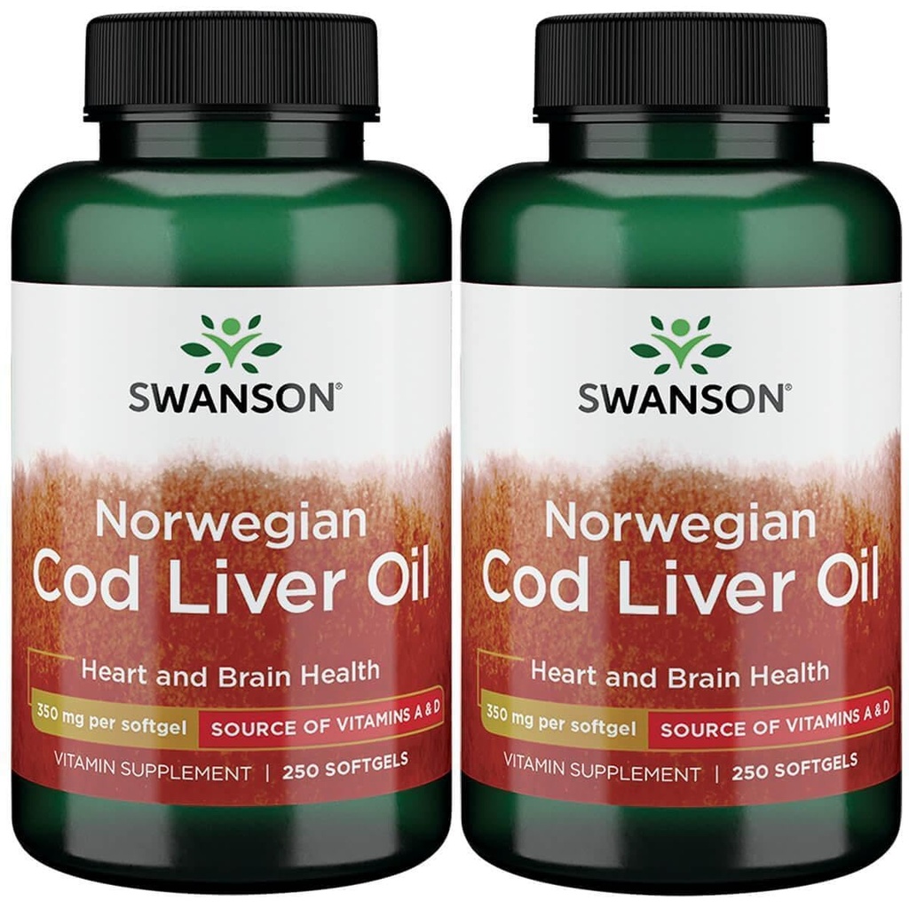 Swanson Cod olio di fegato 1250 Iu A/135 Iu D 250 Sgels (2 Confezione)