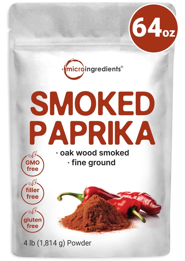 Polvere di Paprika affumicata, 4 lb (64 oz) | Fonte di spagnolo Premium | Dolce & Smoky Flavor | Grande per Marinades, Carni & Abiti | Additivo gratuito, Non OGM, Bulk Supply