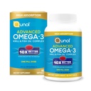 Qunol Advanced Omega 3 Krill e Fish Oil Complex, 10x Better Bioavailability, One Pill Dose, 250mg EPA & DHA, Supporti cervello, occhio, cuore e salute comune, 60 conteggio (Pack of 1)