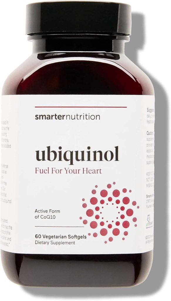 SMARTERNUTRITION Ubiquinol 100mg + Natural Plant-Based Complete Omega 3 6 9 - Clinically Studied Ahiflower® Oil - Ultra Absorption CoQ10 per il supporto cardiaco - Non-GMO - 60 Softgels[30-Day Supply]
