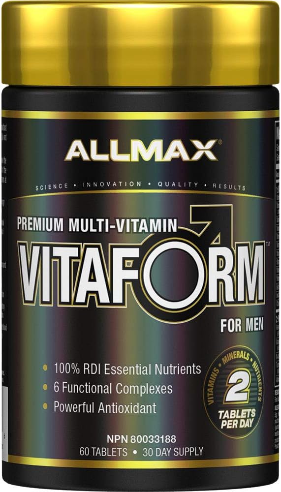 ALLMAX VITAFORM - 60 Compresse - Multivitamina Premium per Uomo - Sei complessi funzionali + Vitamina C, D3 & Zinc - 30 Serve