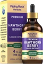 Piping Rock Hawthorn Berry Extract Liquid | 4 fl oz | Gocce di tintura di erbe | Supplemento Vegetariano Premium | Non OGM, Gluten Free
