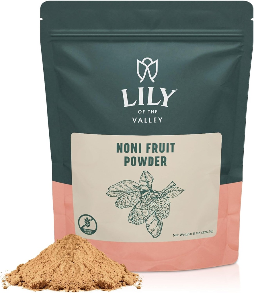 Lily of the Valley Noni Fruit Powder - Morinda Citrifolia - Superfood Indian Mulberry - Grande per Smoothies e Ricette - Vegan & Gluten-Free - Pouch Resealable (8oz, 226g)- Pacchetto May Vary