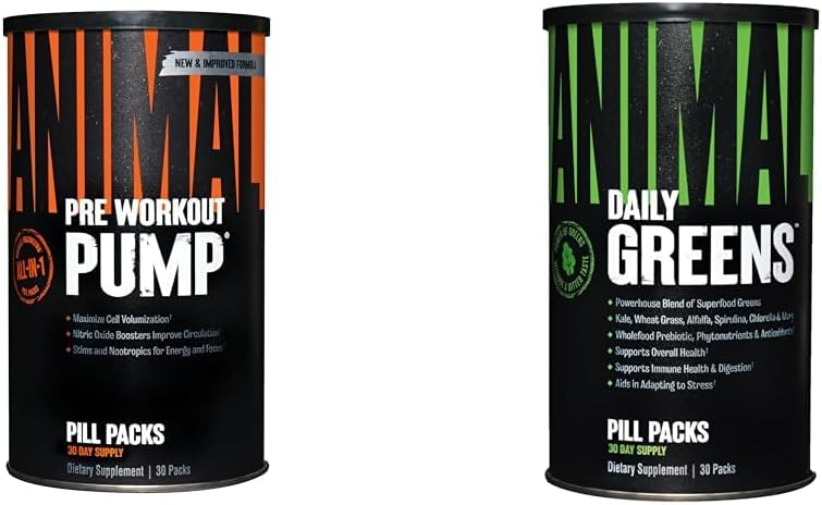 Pompa animale Preallenamento Greens, Probiotici e Digestione Supplemento 30 Conte Bundle