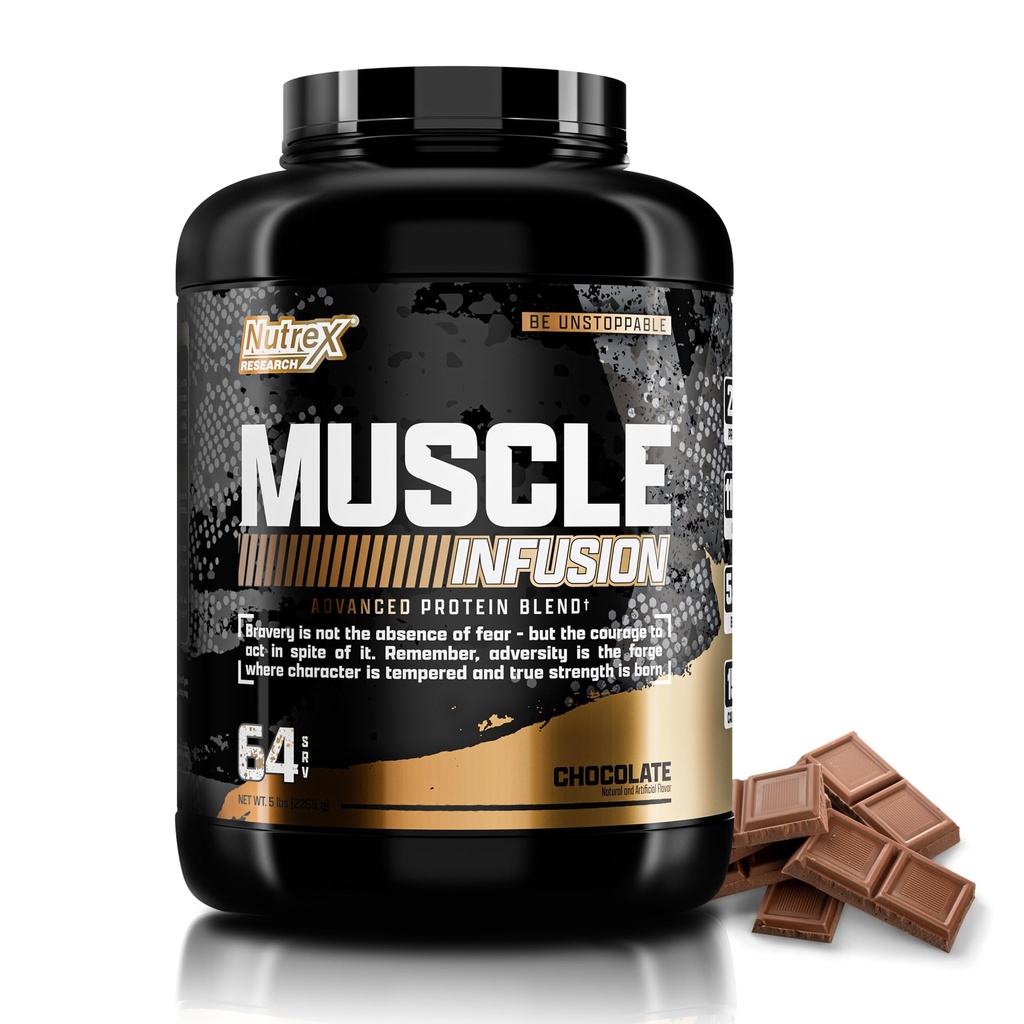 Nutrex Research Whey Protein Powder, Chocolate Muscle Infusion Whey Isolate w/EAA & Hi BCAA per guadagno muscolare - 5 Pounds - Muscle Builder per uomini e donne, Nutrizione sportiva, Gusto delizioso & Texture