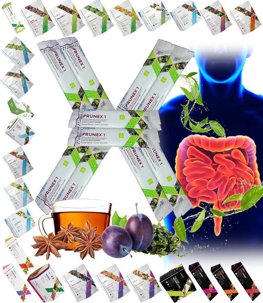 Tutti Natural Detox Cleanse Instant Tea Mix Prune & Plum w. Fibra & Inulina per Transit Intestinale ottimale di FuXion Prunex 1 (10 Sachets)