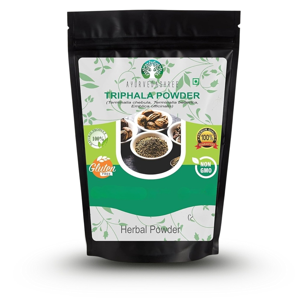 Triphala Polvere 200 Gm | Combinazione di Amla, Haritaki & Bibhitaki | Non OGM | Vegan | Certificato GMP