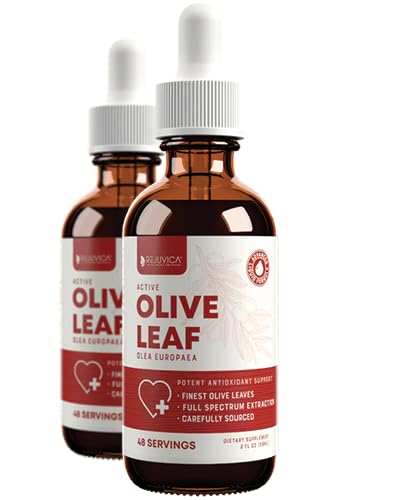 Estratto di foglie di oliva attivo di Rejuvica | Gocce liquide di Oleuropeina naturale per il supporto cardiaco e immunitario | Fast-Absorption, Vegan, Alcohol-Free | 4 fl oz