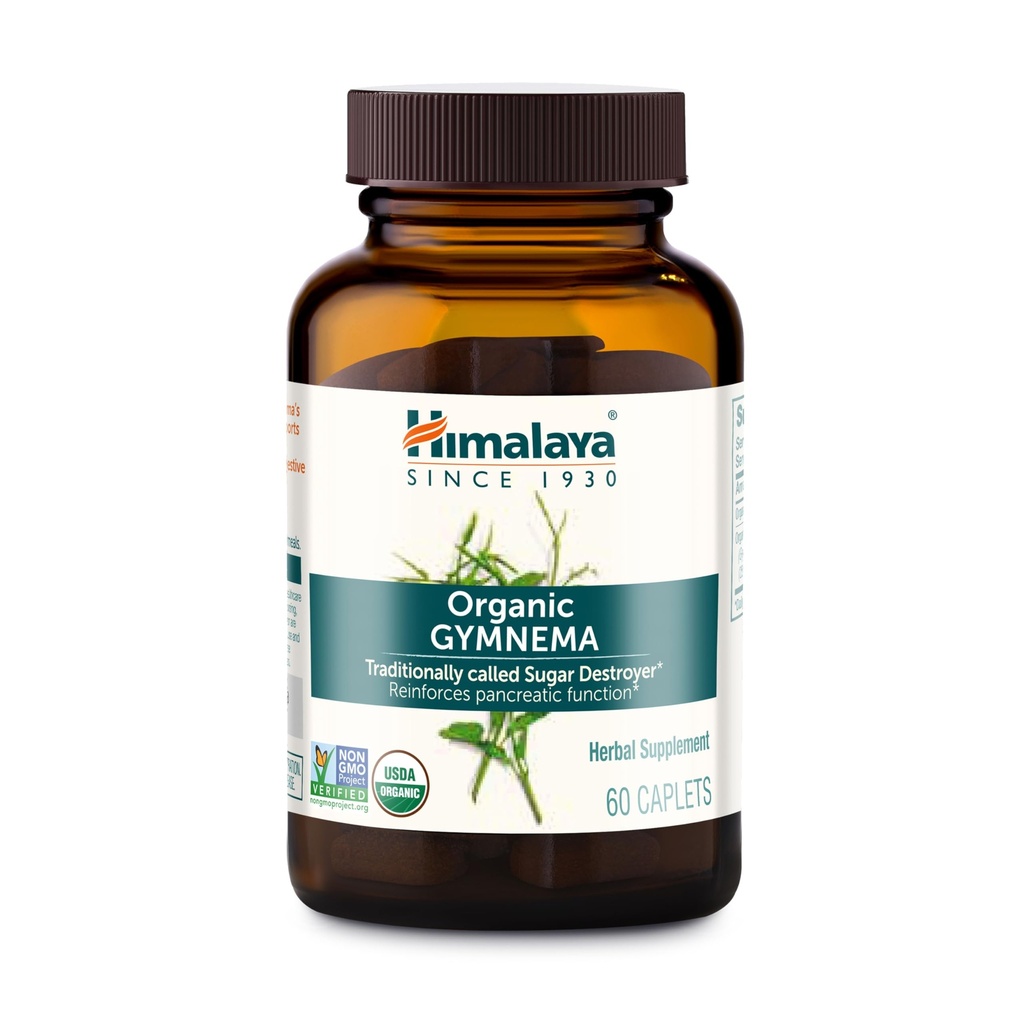 Himalaya Organic Gymnema Sylvestre – Herbal Glucose Metabolism Support - USDA Organic, Non OGM, Vegan, Gluten Free, Additive Free, 700 mg, 60 Caplets