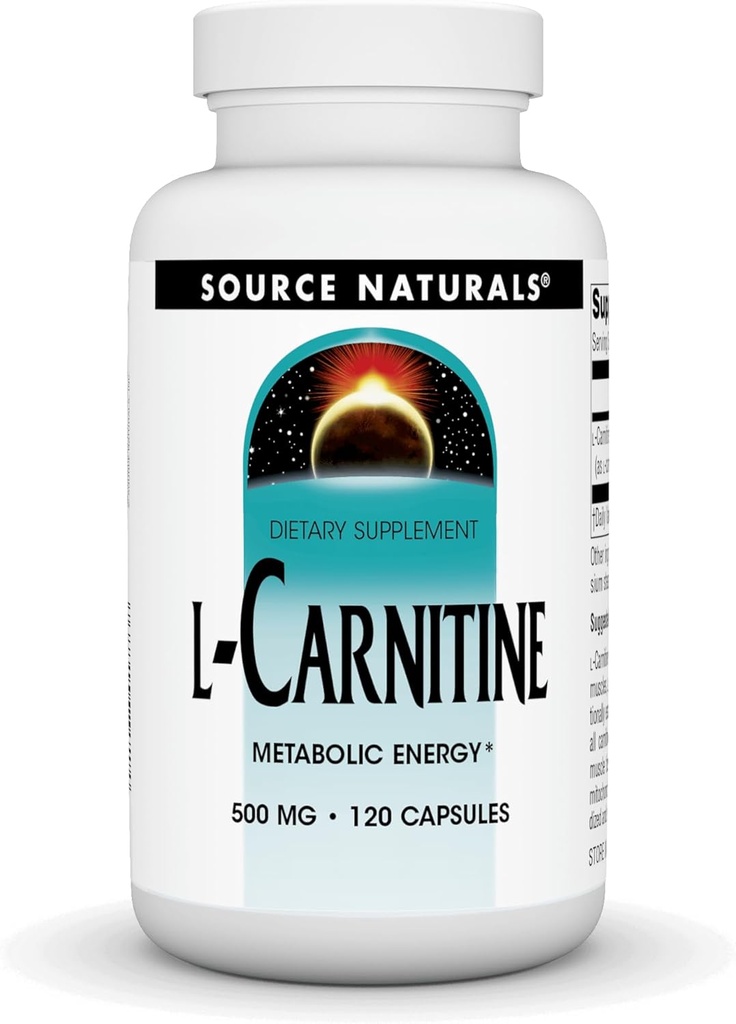 Fonte Naturals L-Carnitina 500 mg per energia metabolica - 120 capsule