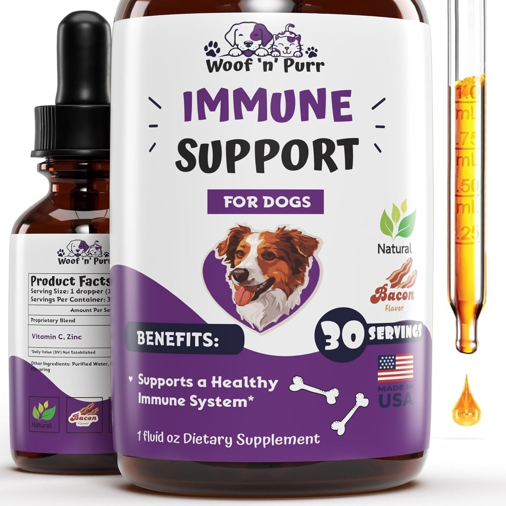 Supporto Immune Cane - Supporto Immune per Cani - Supplemento Immune e Allergia Cane - Booster Immune Cane - Supplemento di Supporto Immune Cane - Supplemento Immune Cane - 1 fl oz