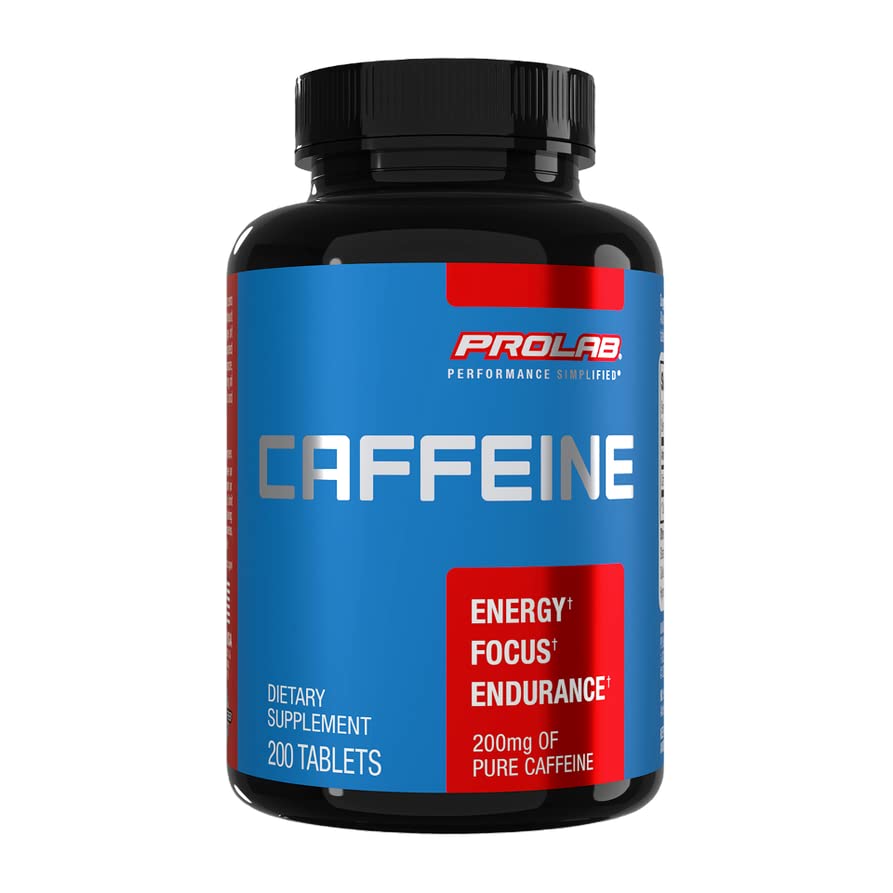 ProLab Caffeine Tablets 200mg - 200ct | supporto energetico, aiuta a migliorare la resistenza & messa a fuoco mentale, ridurre la fatica, pre-allenamento, resistenza extra
