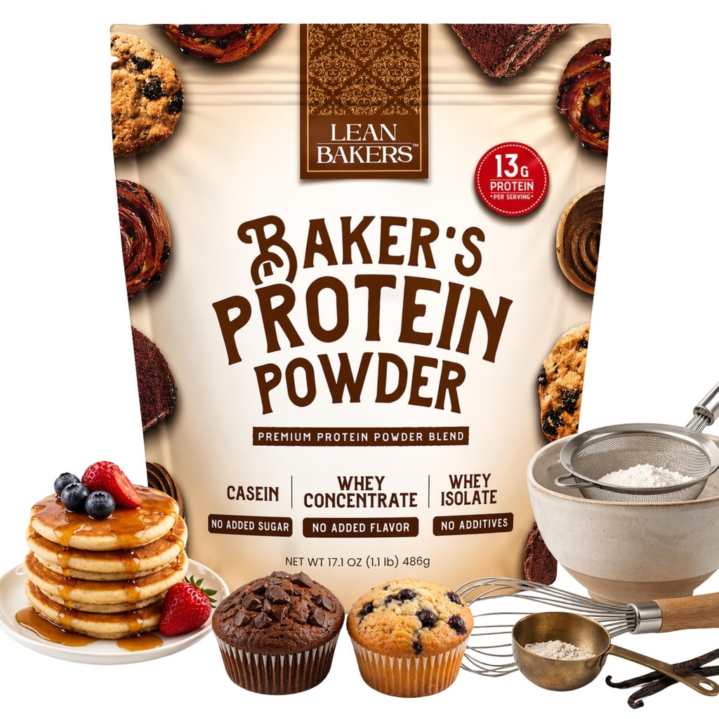 Miscela di proteine naturale pura della polvere di Baker, Isolato di siero, Concentrato di siero di latte, Caseina, Senza glutine, Senza dolcificanti, Non aromatizzato, 17.1 oz, per cuocere alto Proteina Basso Calorie Snacks