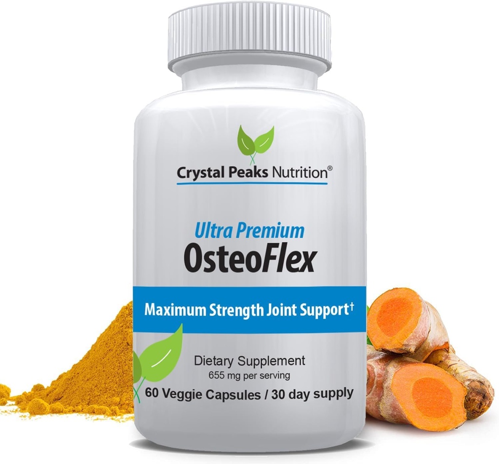 Curcuminoidi organici Osteoflex - Natural Turmeric & Bioperine per l'assorbimento ottimale e il supporto massimo del giunto. 60 capsule, 30 giorni di alimentazione