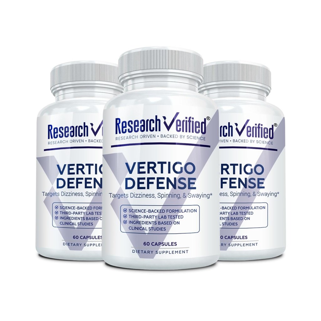 Ricerca Vertigo Difesa verificata - Soothe Sintomi e supporto Ear Balance interno - Vitamina D3, Ginger, Ginkgo Biloba, BioPerine - 180 capsule