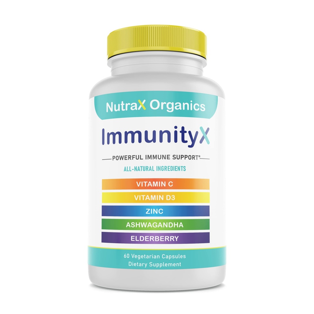 Integratore organico di supporto immunitario 60 capsule vegane - Elderberry 500mg, Ashwagandha 500mg, 400mg di vitamina C e zinco - Vitamina D3 - Booster immuni per adulti