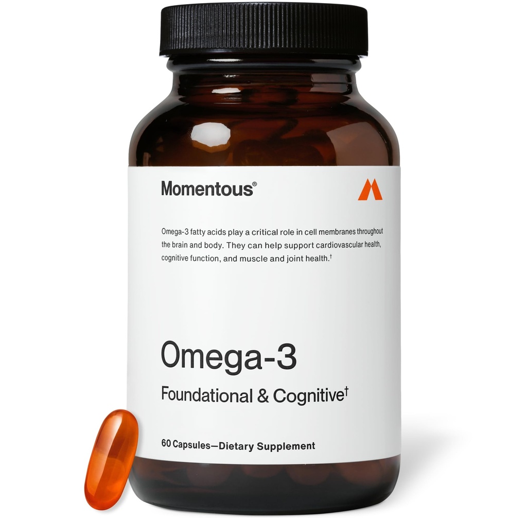 Momentous Omega-3 Fish Oil - High-Potency EPA & DHA Supplemento per gli uomini e le donne - Supporta il cuore, Joint, & Brain Health - NSF Certificato per lo sport - Non-GMO - Gluten-Free - 1.600 mg - 30 Serve