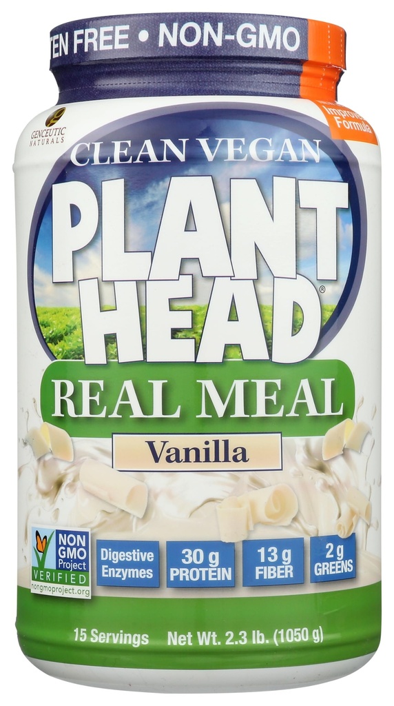 Testa vegetale Meal Meal Organic Plant Based Protein Powder, Vanilla - Vegan, Low Net Carbs, Non Dairy, Gluten Free, Lactose Free, No Sugar Aggiunto, 2.3 Pound
