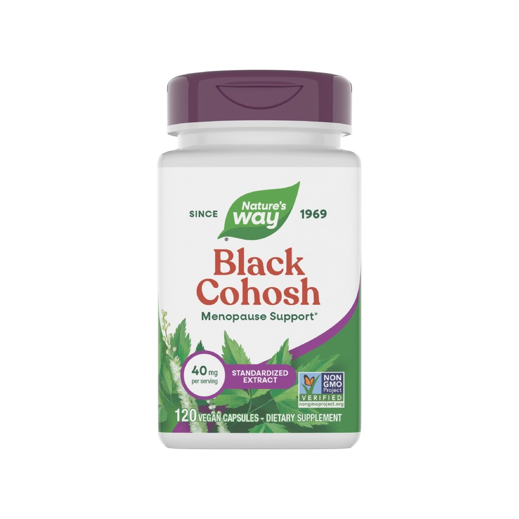 Nature's Way Premium Black Cohosh, Menopause Support per le donne*, 40 mg per porzione, 120 Vegan Capsule