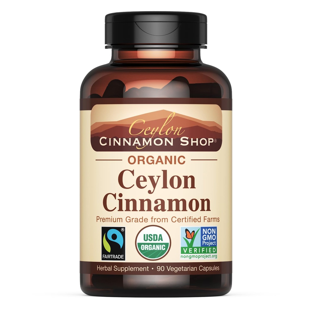 Ceylon Cinnamon Shop Organic Ceylon Cinnamon (100% Certificato) Supplemento, 90 capsule