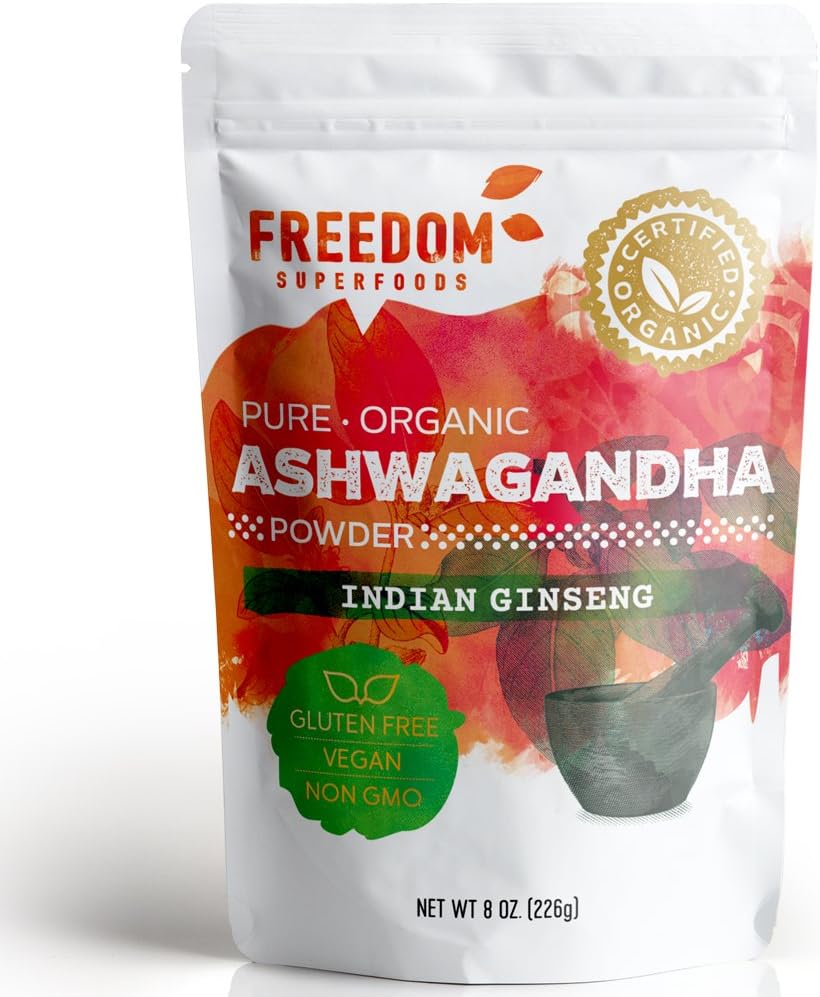 Estratto di radice di Ashwagandha organico dall'India - un potente adaptogen & Premium Feel buon integratore di vitamina Veda per la crescita e l'altezza dei capelli - Vegan e Gluten Free - 8oz