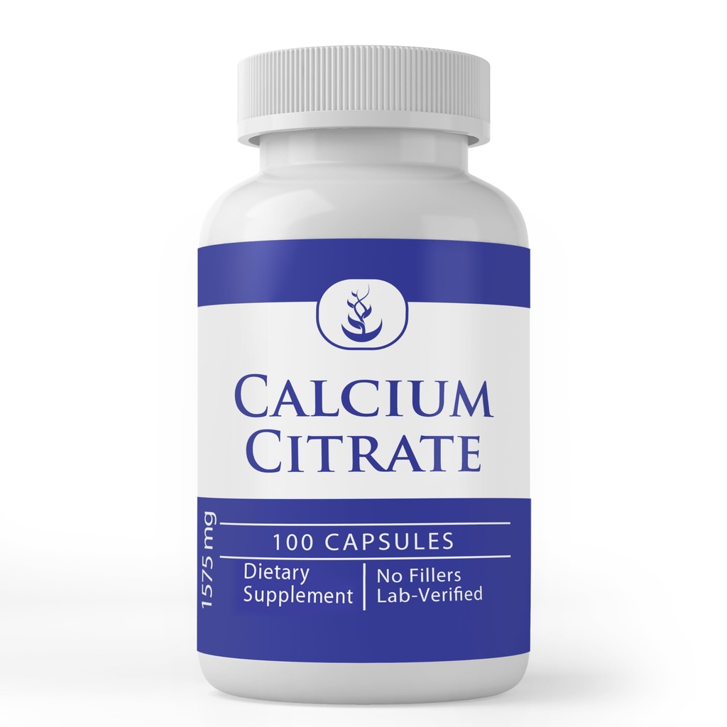 Ingredienti originali puri Citrato di calcio (100 capsule), Sempre Pure, Senza Additivi o Filler, Verified Lab