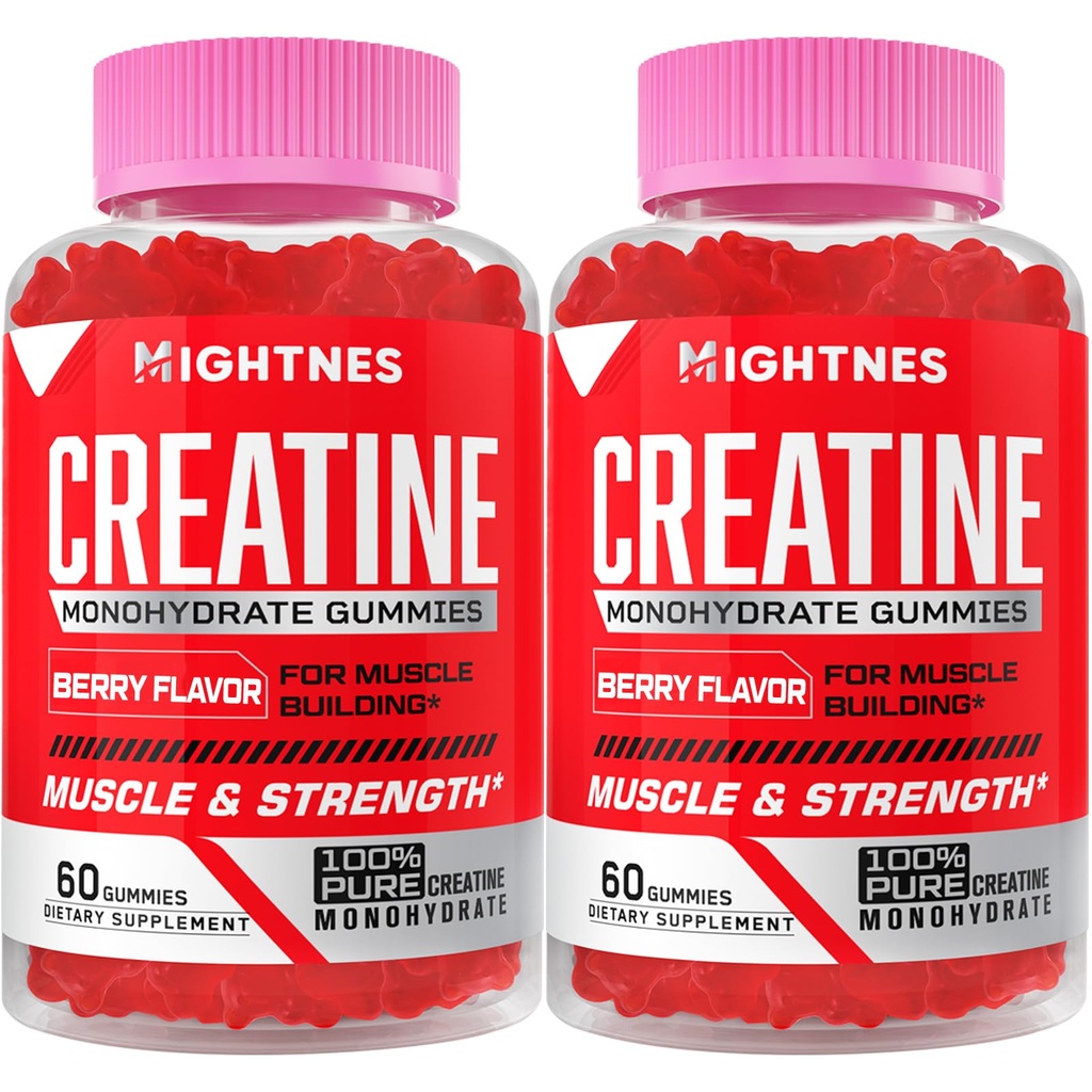 Creatina Monoidrato Gummies per Uomini e Donne - Creatina Pre-Workout Gummies con Taurina & Vitamina B6 B12 per la massima resistenza, Muscolo, Energia, Endurance & Focus, Organic, Vegan - 120 Conte