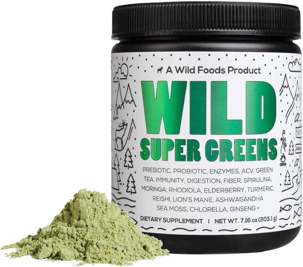 Bevanda giornaliera di succo di frutta con Probiotici e miscela di enzima digestivo - tutto alimentare Fonte, 46 Nutrienti piantati, Non OGM, Spirulina, Chlorella, Wheatgrass (30 Servings)