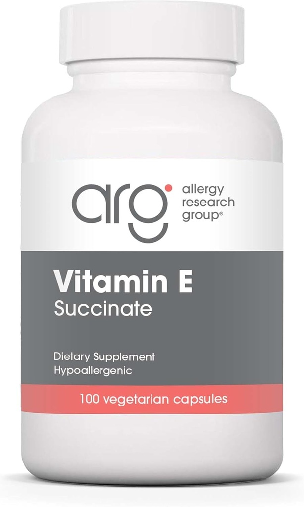 Gruppo di ricerca allergia Vitamina E Succinate Supplemento - per uomini e donne, 400 IU D-Alpha-Tocopheryl, Antiossidante, Capsule Vegetariani - 100 Conte