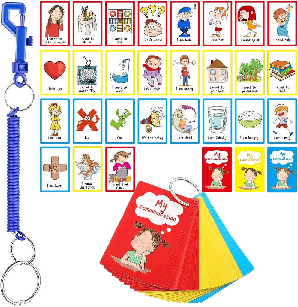27 Autism Communication Cards Visual Aid Nonverbal Communication Board Speech Delay Feelings Emotions Flash Cards Autism bisogni speciali Cue Cards Apprendimento linguistico Giocattoli per bambini adulti
