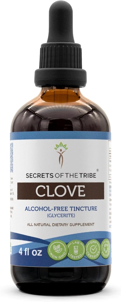 Segreti della tribe Clove Tincture Alcohol-Free Liquid Extract, Clove (Syzygium Aromaticum) Dried Flower Buds (4 FL OZ)