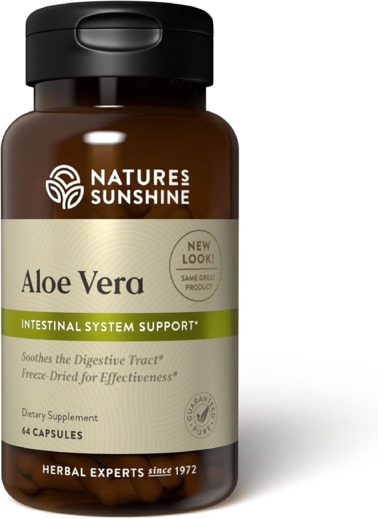 Il sole della natura Aloe Vera congela Dried, 64 capsule | Soothes il tratto digestivo e fornisce nutrienti ai sistemi intestinali