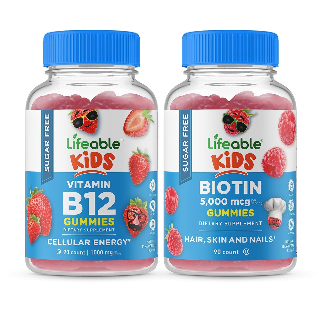 Vitamina B12 Bambini + Preciotica Fibra Bambini, Gummies Bundle - Grande Degustazione, Integratore di Vitamina, Senza Glutine, OGM Libero, Gomma Chewable