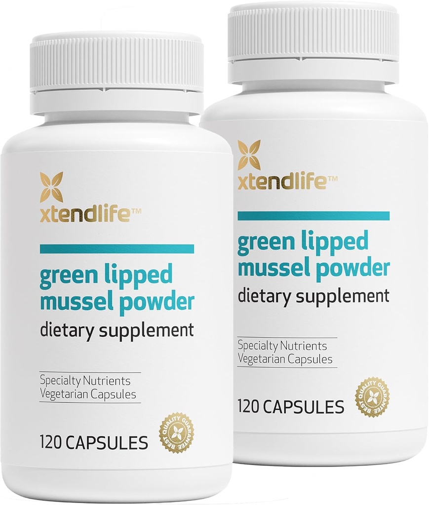 Xtendlife Polvere di musella verde Lipped - 2400mg Supplemento con acidi grassi Omega-3 dalla Nuova Zelanda per la salute comune, 120 capsule (2 Pack)