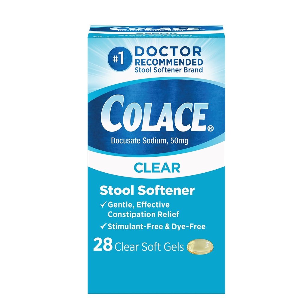 Colace Clear Sgabello Softener Gel Capsules Costipation Relief 50mg Docusate Sodium Doctor Raccomandato 28ct