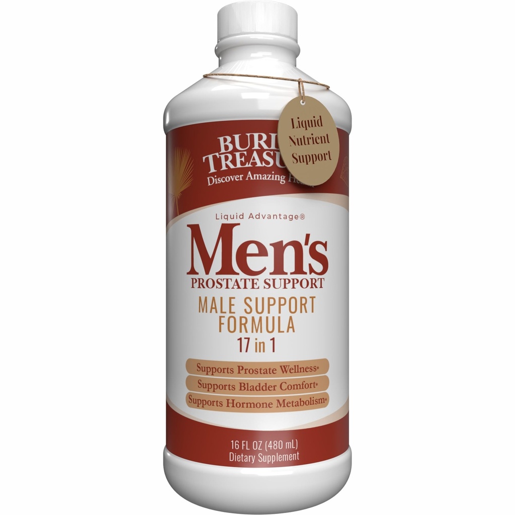 Buried Treasure: Prosta degli uomini Completo - Natural Herbal Formula Supplement w/ Saw Palmetto, Pygeum Bark, & Stine Nettles to Support Healthy Urinary & Prostate Function - 16 oz