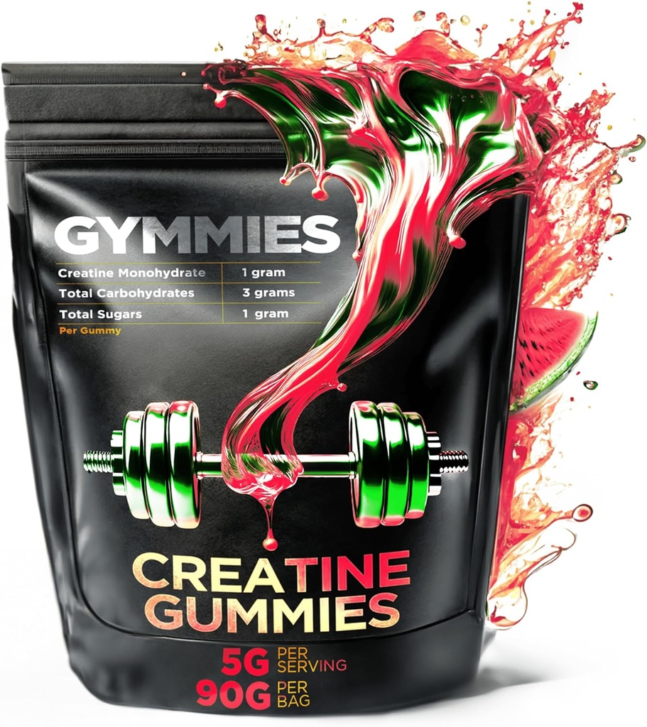 Creatina Monoidrato Gummies - Crescita del muscolo, Performance, Endurance - 5 Grammo Creatina per Serve - Vegan, Non OGM, Senza Glutine, Made in USA - 90ct (90 conteggio, Watermelon)