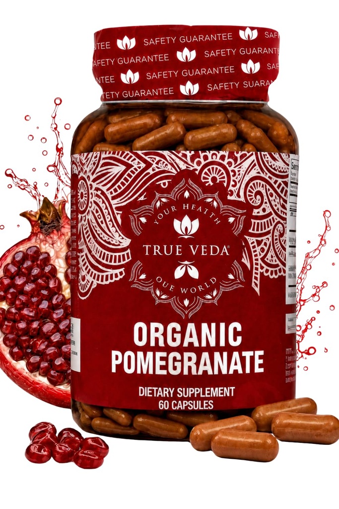 Integratore di estratto di melograno - Acido elargico, High Punicalagins | Supplemento di melograno organico certificato USDA | Miscela di frutta di melograno, semi e estratto di chiglia | 60 capsule di melograno vegano