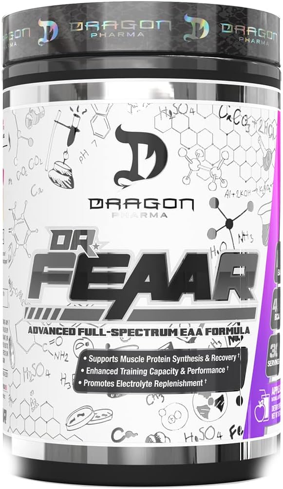 DRAGON PHARMA Dr. FEAAR® Advanced Full-Spectrum EAA Matrix, Supporta la sintesi e il recupero delle proteine muscolari, Maggiore capacità di formazione e prestazioni (30 Serve, Succo d'uva)