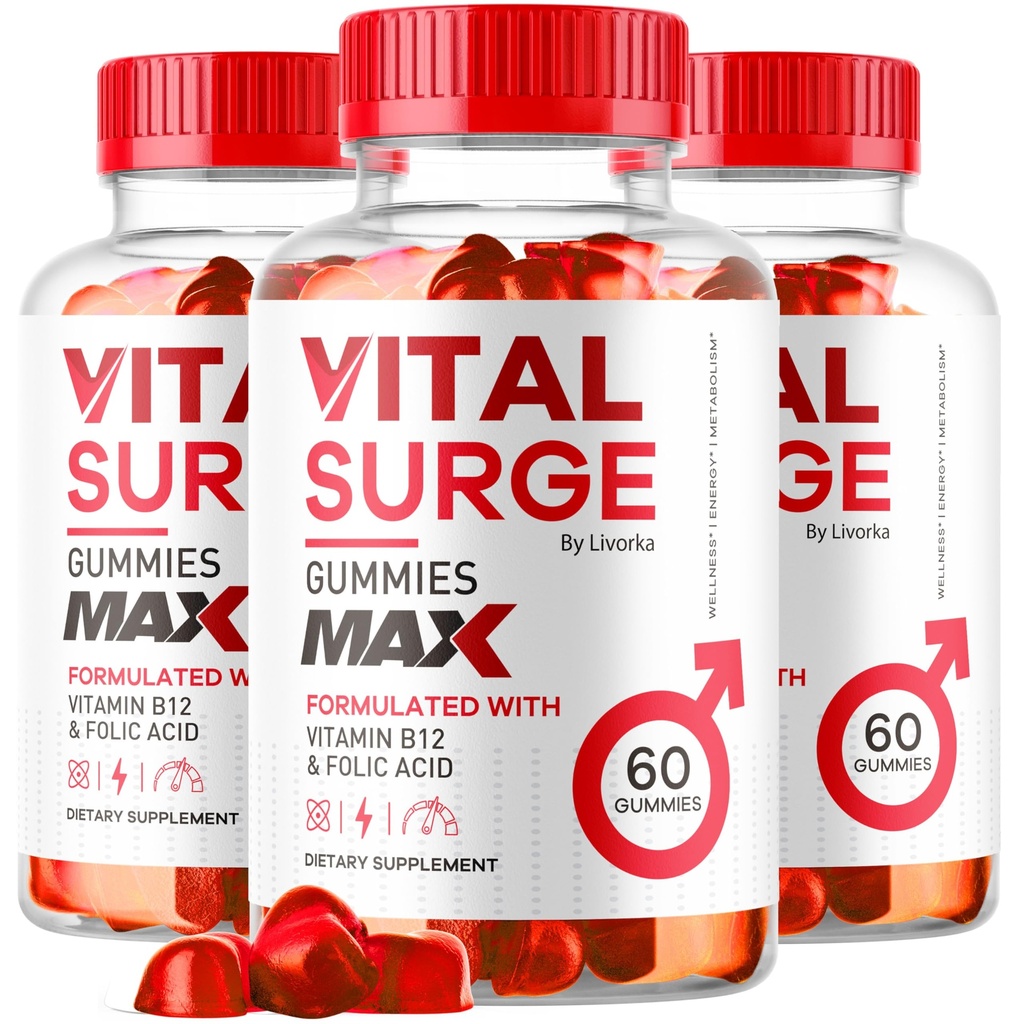 (3 Pack) Vital Surge - Chirurgia vitale per gli uomini Gummies, Vital Vita Surge Max Massima Forza 1050 MG, VitalSurge Supplement Support Gummy Advanced Formula, Premium Vitamin Gomitas (180 Gummies)